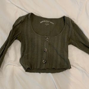 Aeropostale dark green button up croptop